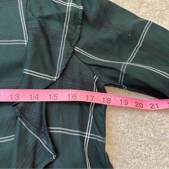 Sanctuary Shirt Womens Extra Small Green Blue Plaid Ruffle Long Sleeve Blouse - Picture 6 of 8